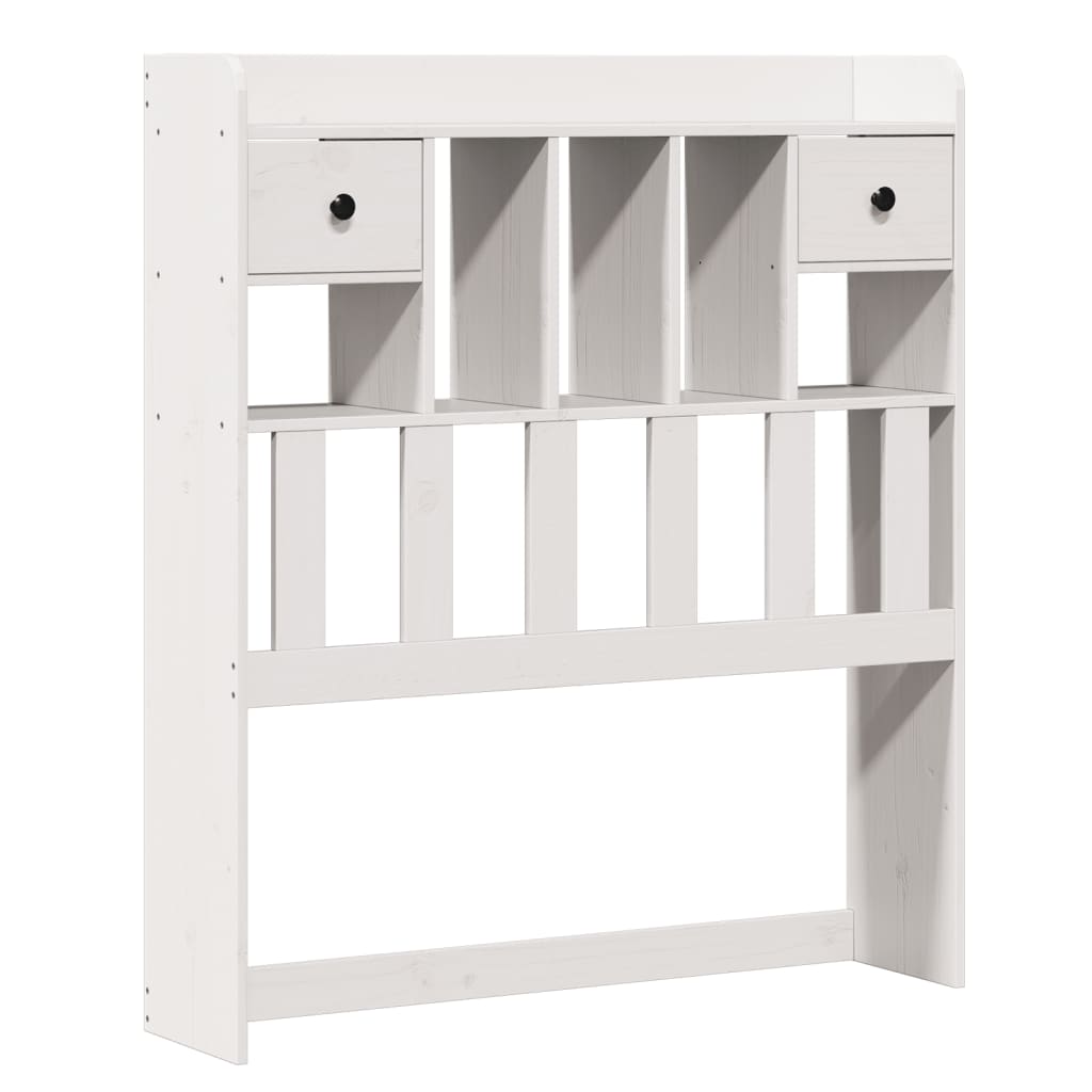 Lit bibliothèque sans matelas blanc 90x190cm bois de pin massif - XIOS