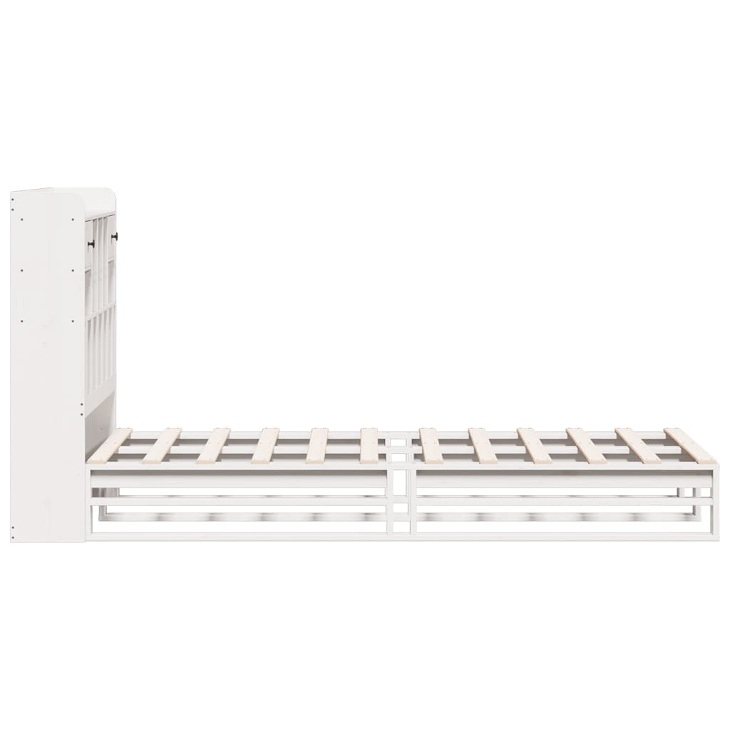 Lit bibliothèque sans matelas blanc 90x190cm bois de pin massif - XIOS