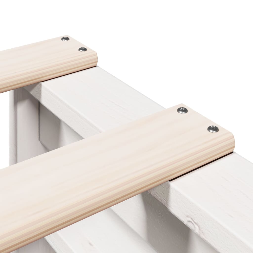Lit bibliothèque sans matelas blanc 90x190cm bois de pin massif - XIOS