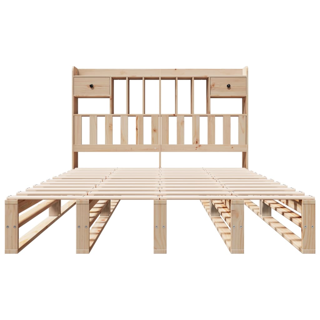 Lit bibliothèque sans matelas 140x190 cm bois de pin massif - XIOS