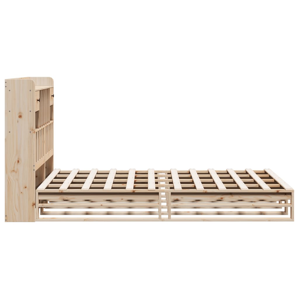 Lit bibliothèque sans matelas 140x190 cm bois de pin massif - XIOS