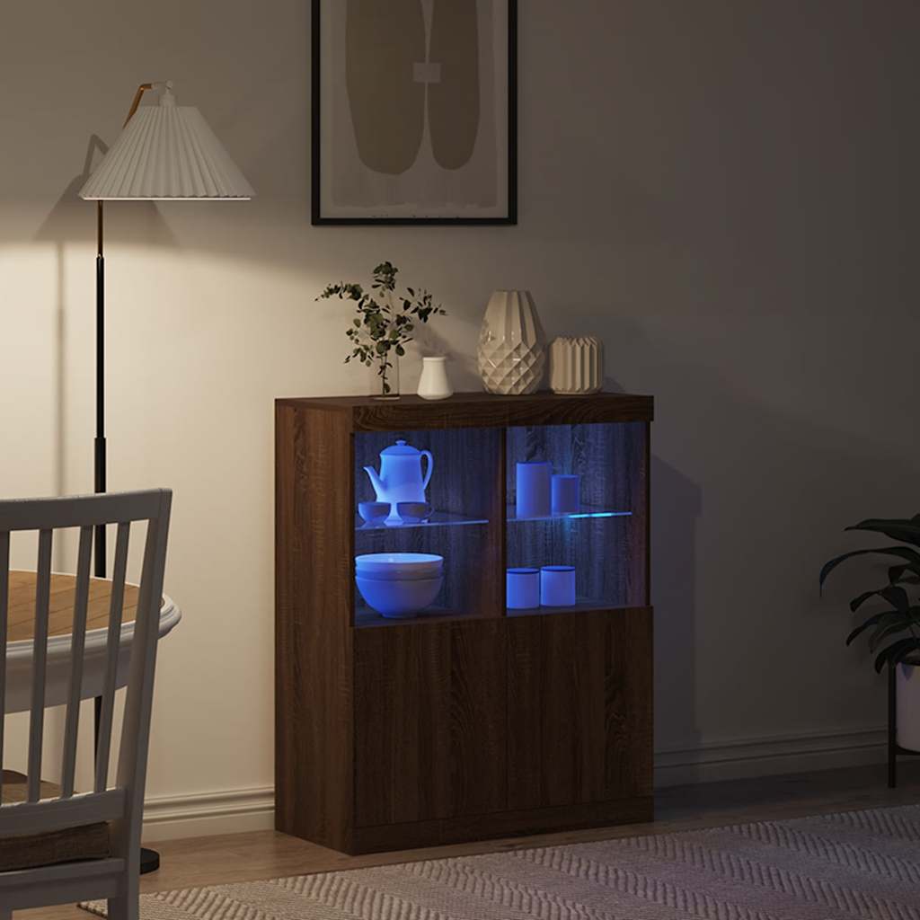 Buffet chêne marron 81x37x100 cm bois d'ingénierie - XIOS