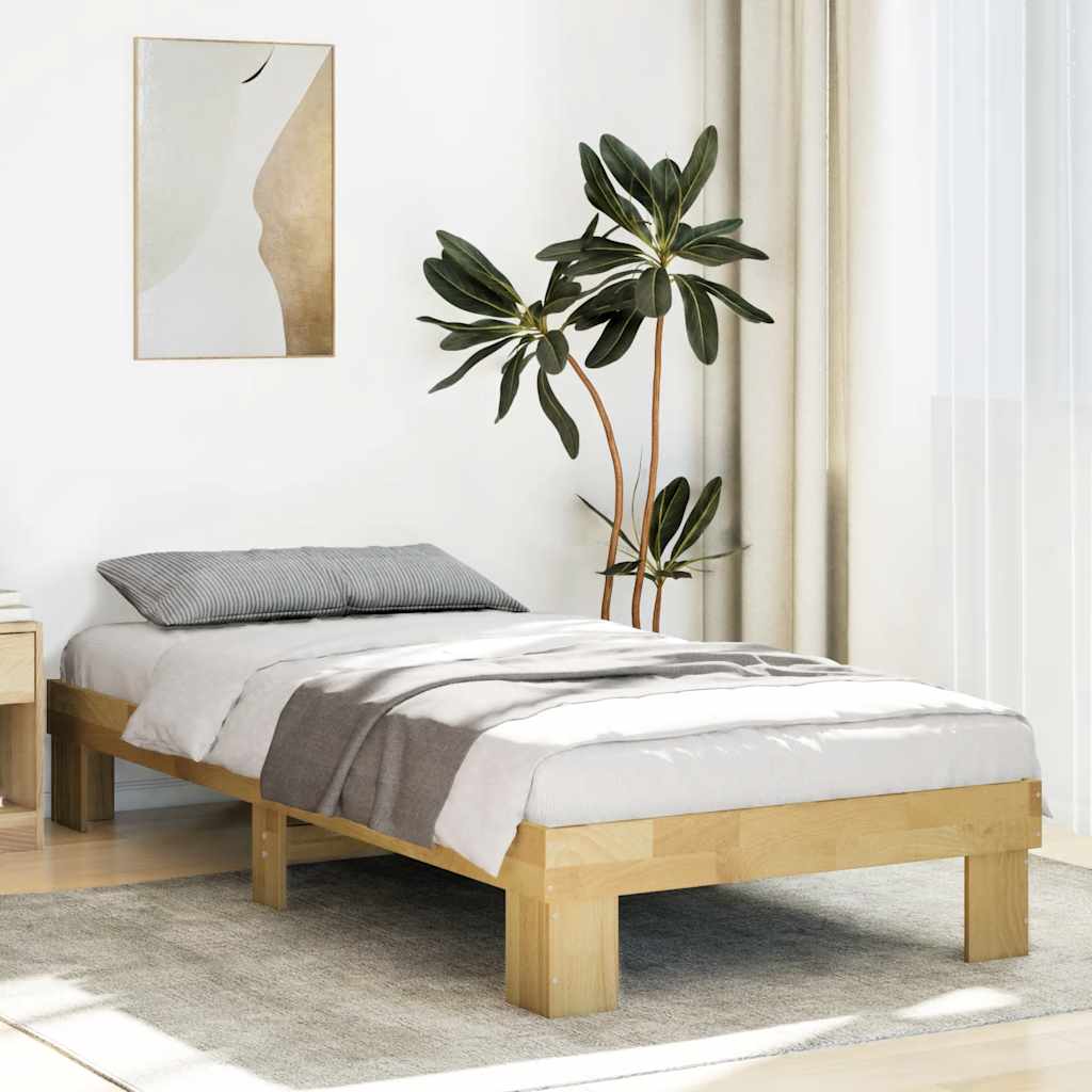 Cadre de lit sans matelas 90x200 cm bois massif de chêne - XIOS