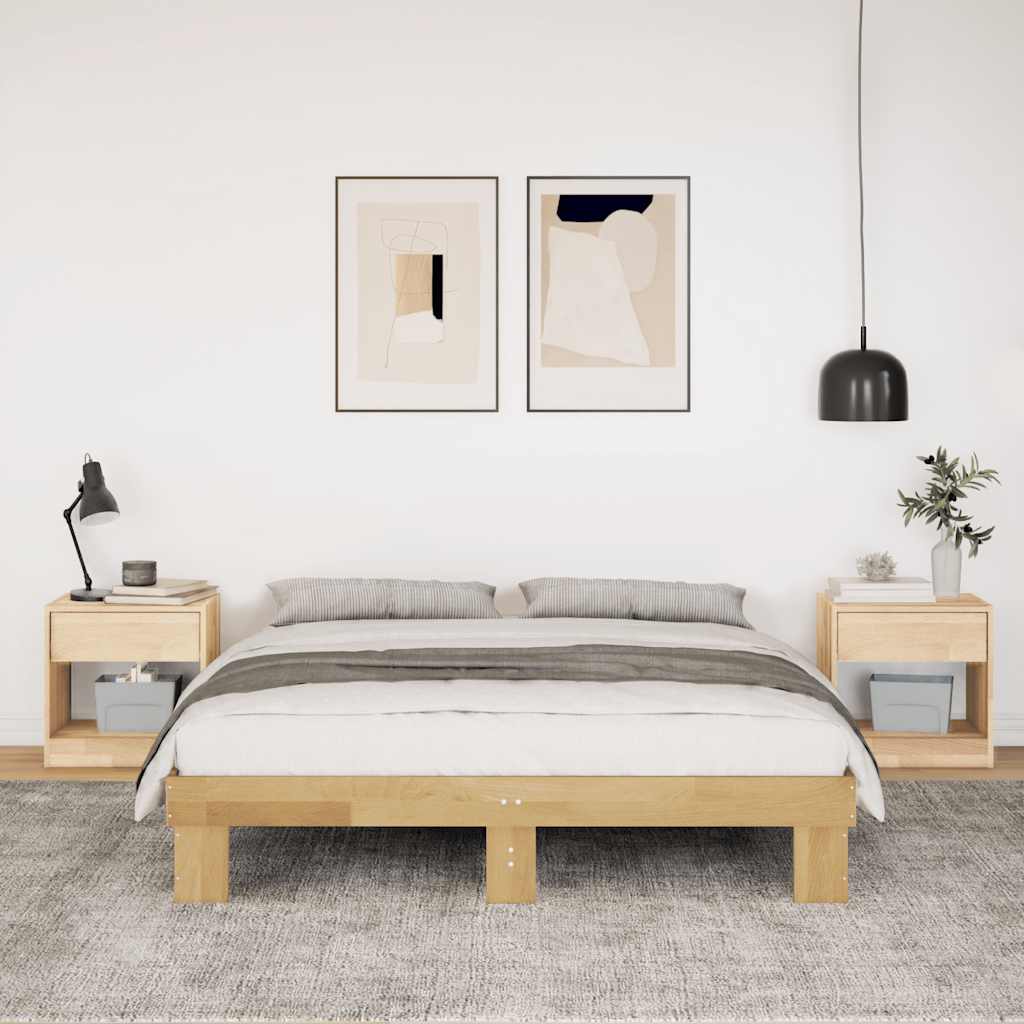 Cadre de lit sans matelas 140x200 cm bois massif de chêne - XIOS