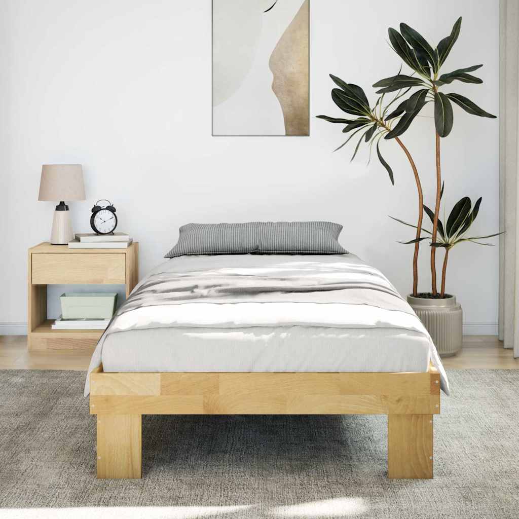 Cadre de lit sans matelas 75x190 cm bois massif de chêne - XIOS