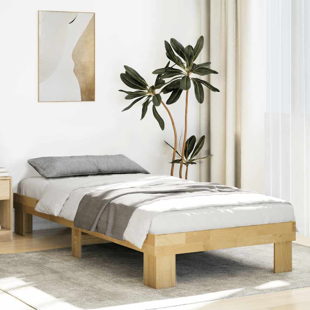 Cadre de lit sans matelas 75x190 cm bois massif de chêne - XIOS