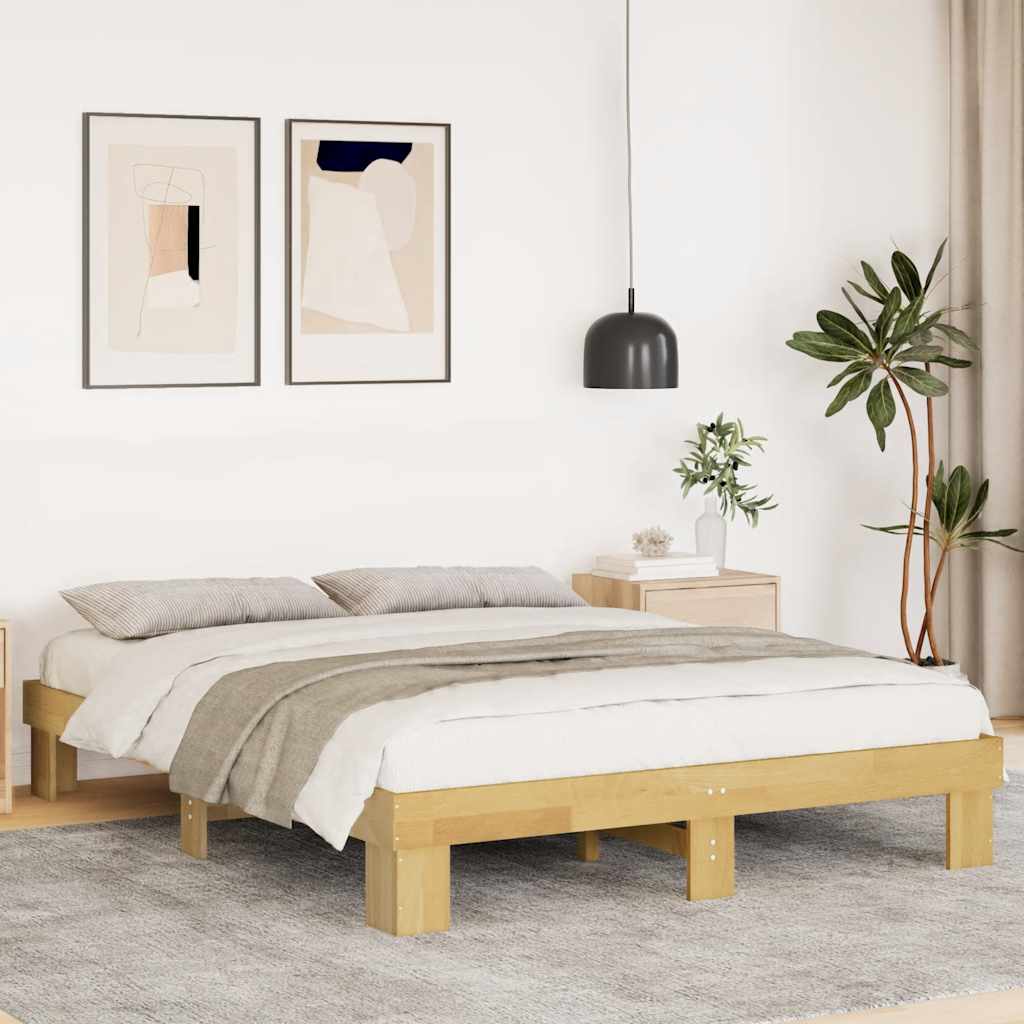 Cadre de lit sans matelas 140x190 cm bois massif de chêne - XIOS