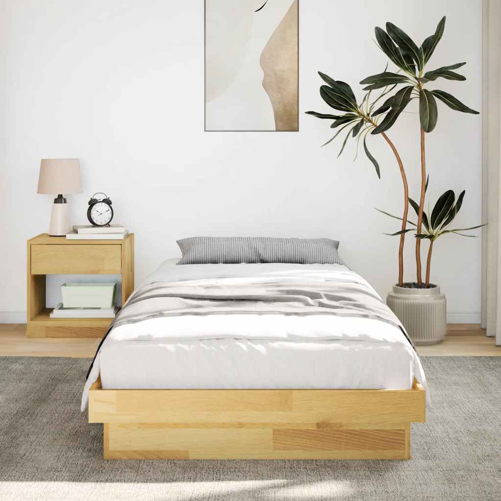 Cadre de lit sans matelas 90x190 cm bois massif de chêne - XIOS
