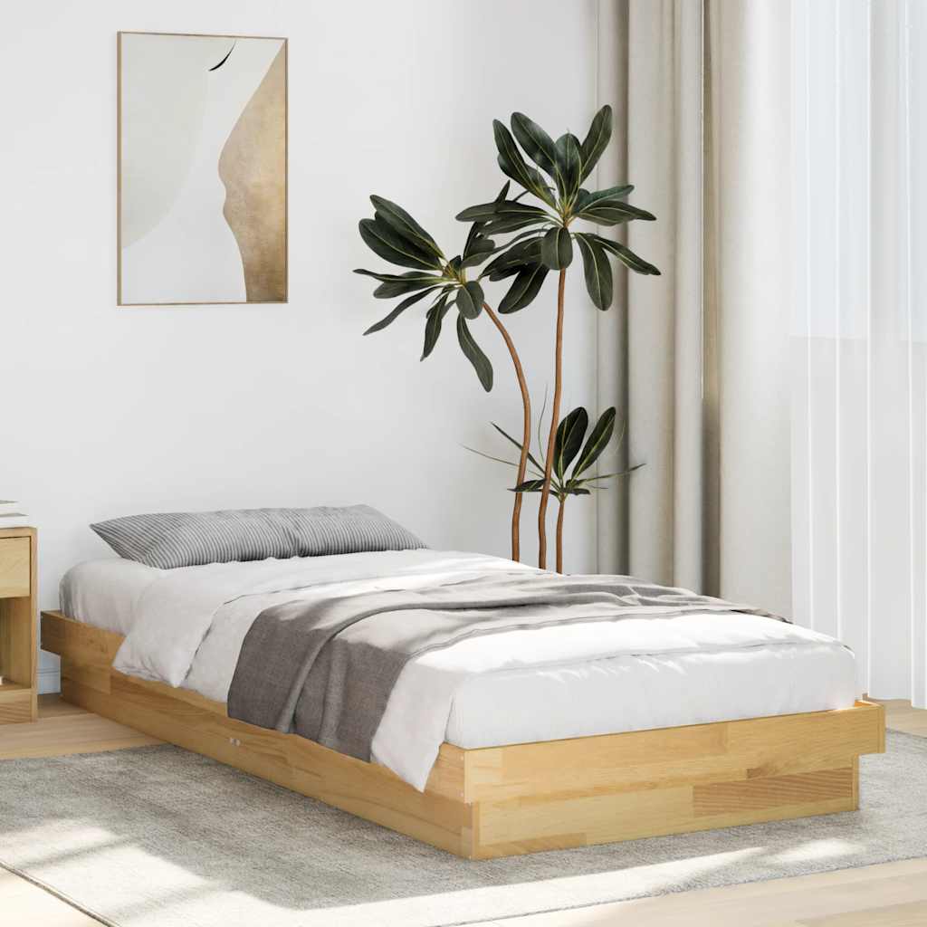 Cadre de lit sans matelas 75x190 cm bois massif de chêne - XIOS