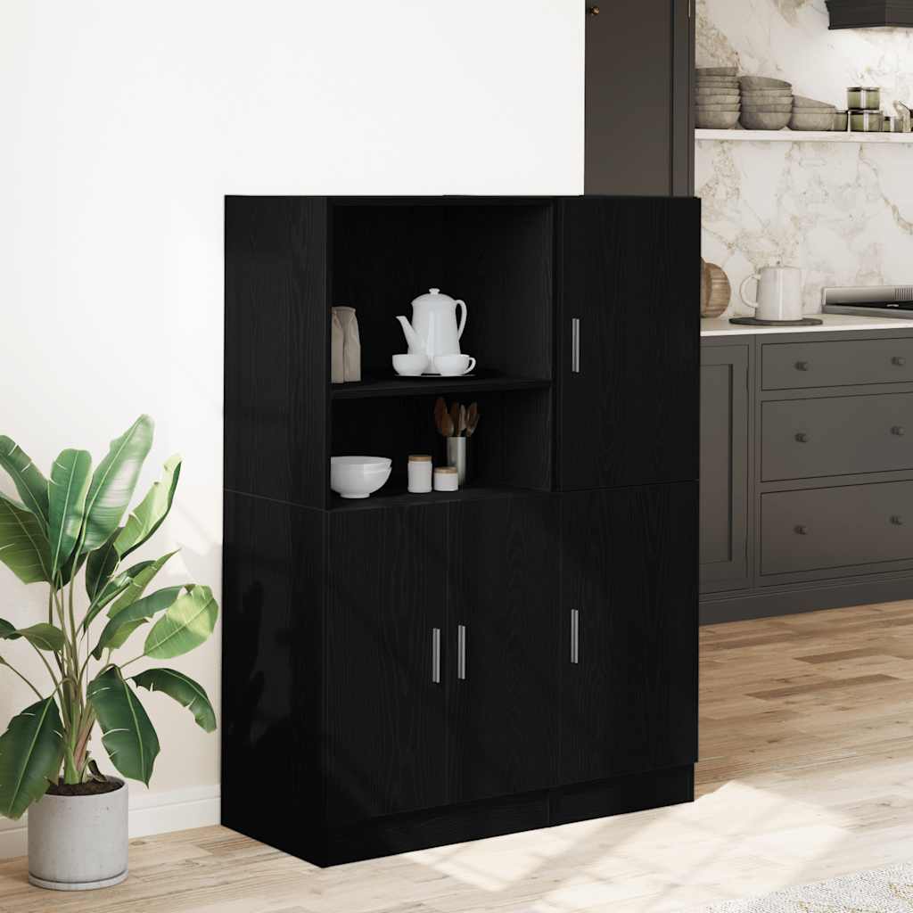 Ensemble d'armoires de cuisine 2 pcs noir bois d'ingénierie - XIOS