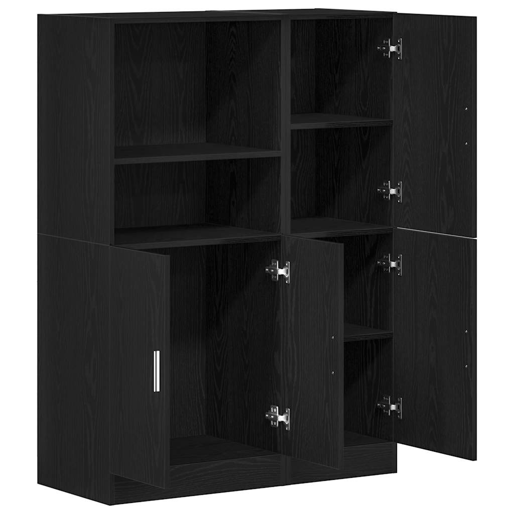 Ensemble d'armoires de cuisine 2 pcs noir bois d'ingénierie - XIOS