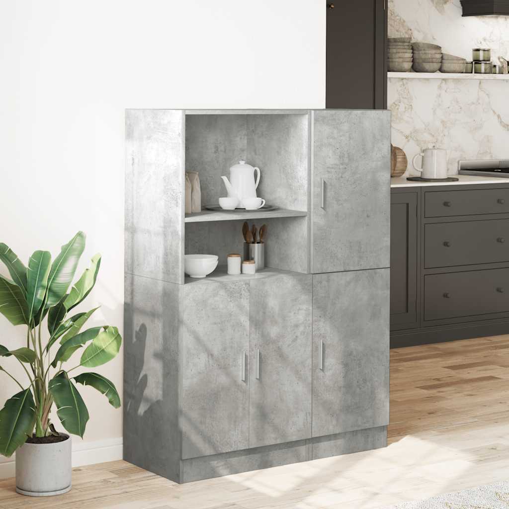 Ensemble d'armoires de cuisine 2 pcs gris béton bois ingénierie - XIOS