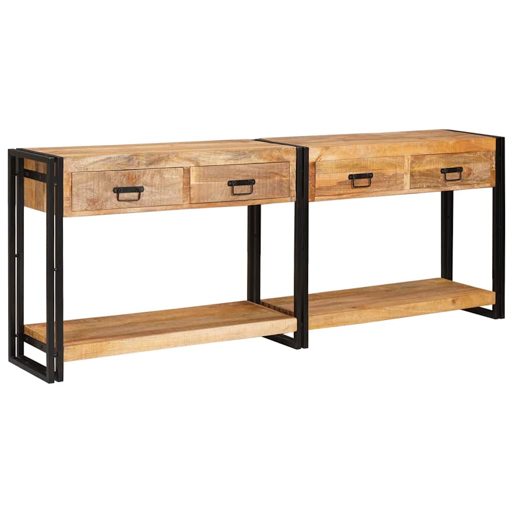 Table console 2 pcs Marron Bois de manguier brut massif XIOS