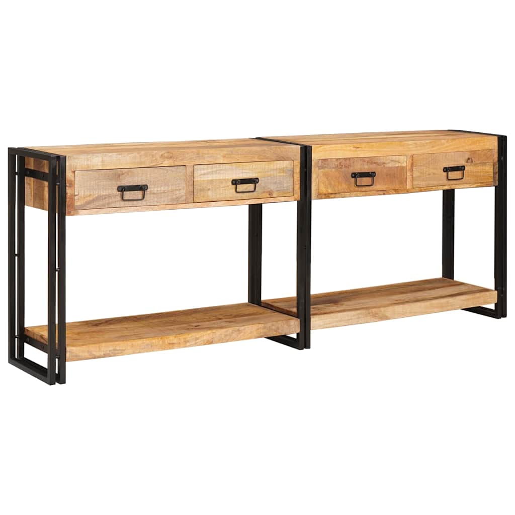 Table console 2 pcs Marron Bois de manguier brut massif XIOS