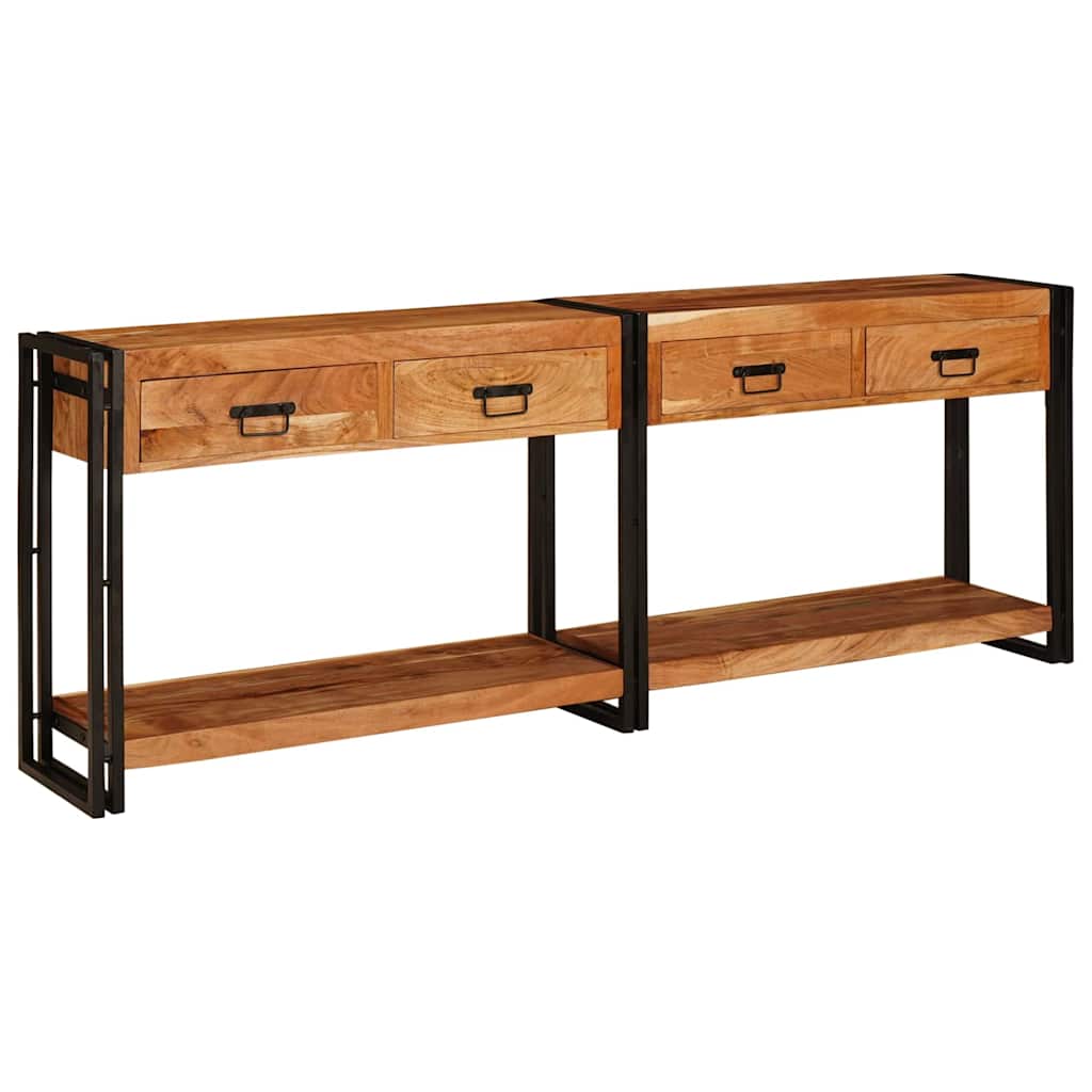 Tables console avec tiroir 2 pcs Marron Bois d'acacia massif - XIOS