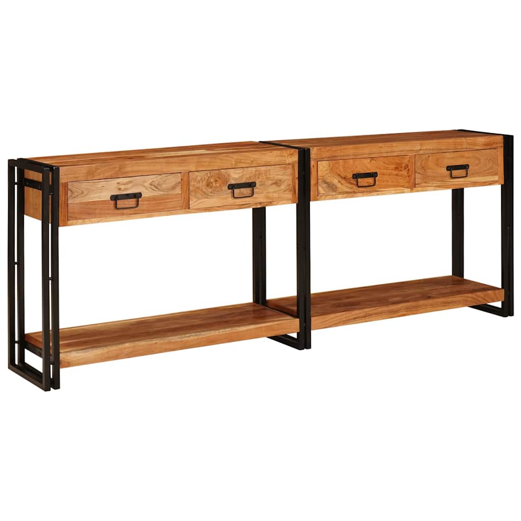 Tables console avec tiroir 2 pcs Marron Bois d'acacia massif - XIOS