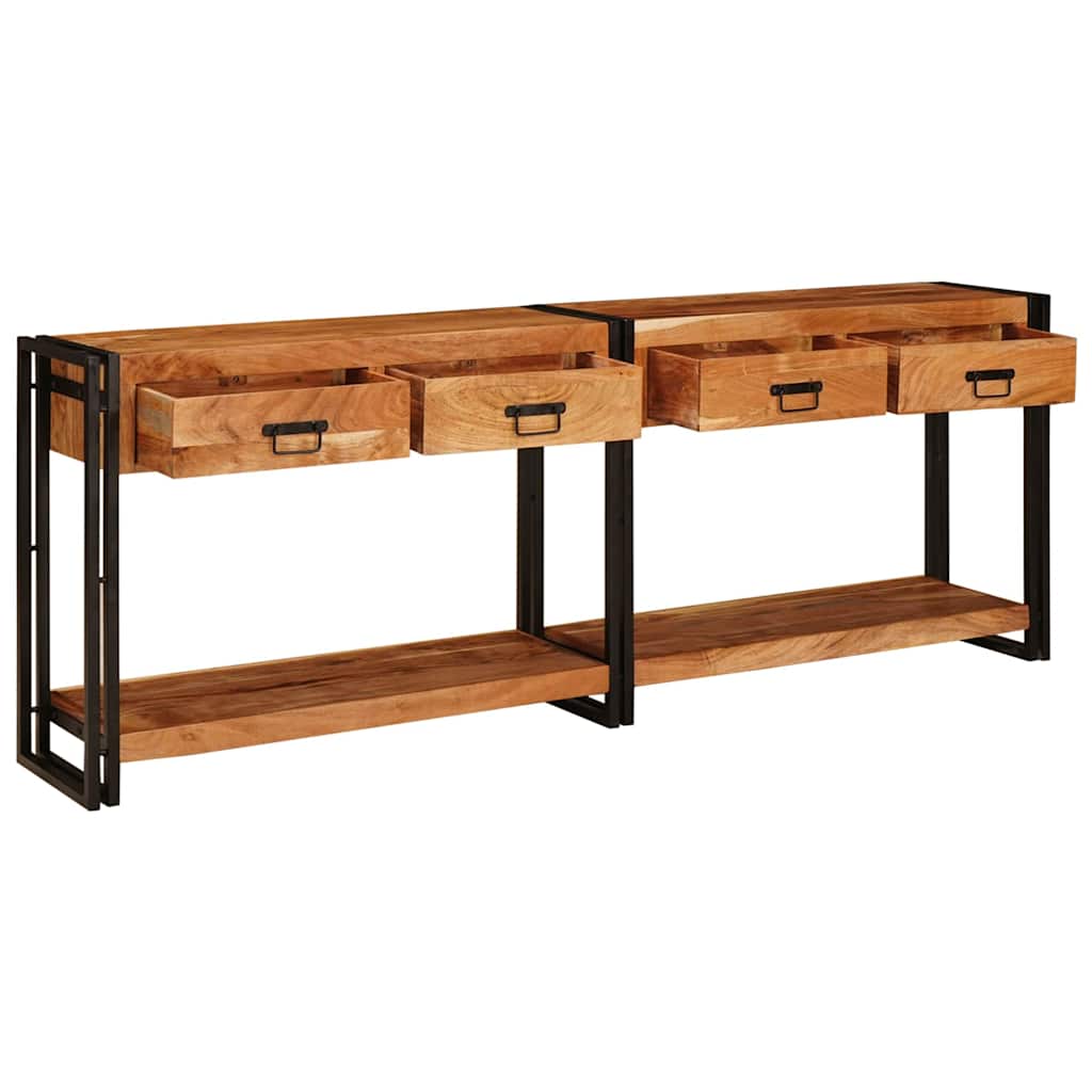 Tables console avec tiroir 2 pcs Marron Bois d'acacia massif - XIOS