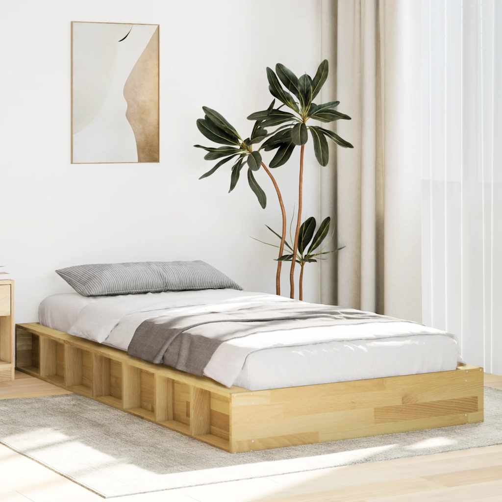 Cadre de lit sans matelas 90x200 cm bois massif de chêne - XIOS
