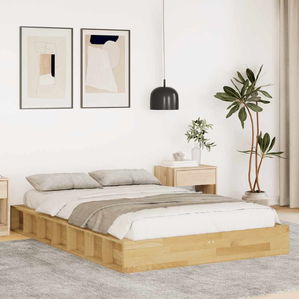 Cadre de lit sans matelas 120x200 cm bois massif de chêne - XIOS