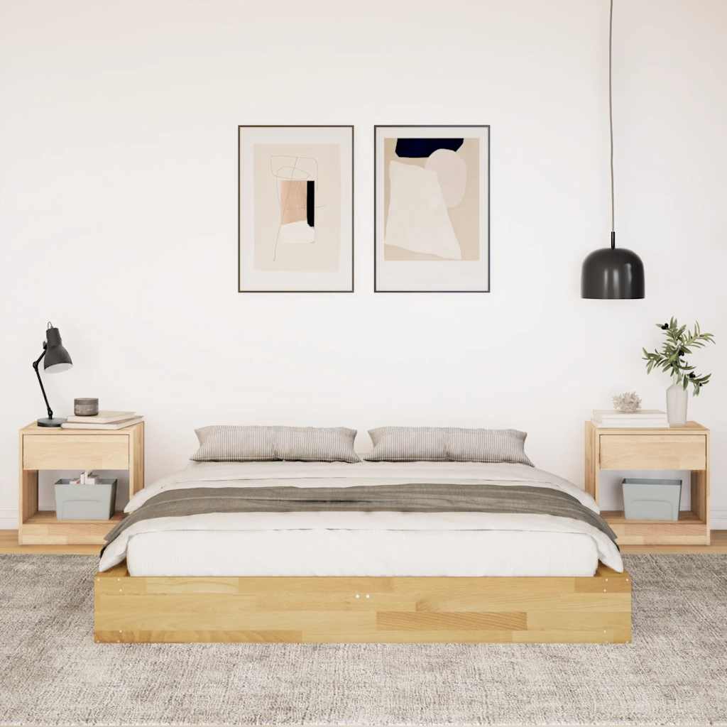 Cadre de lit sans matelas 140x200 cm bois massif de chêne - XIOS