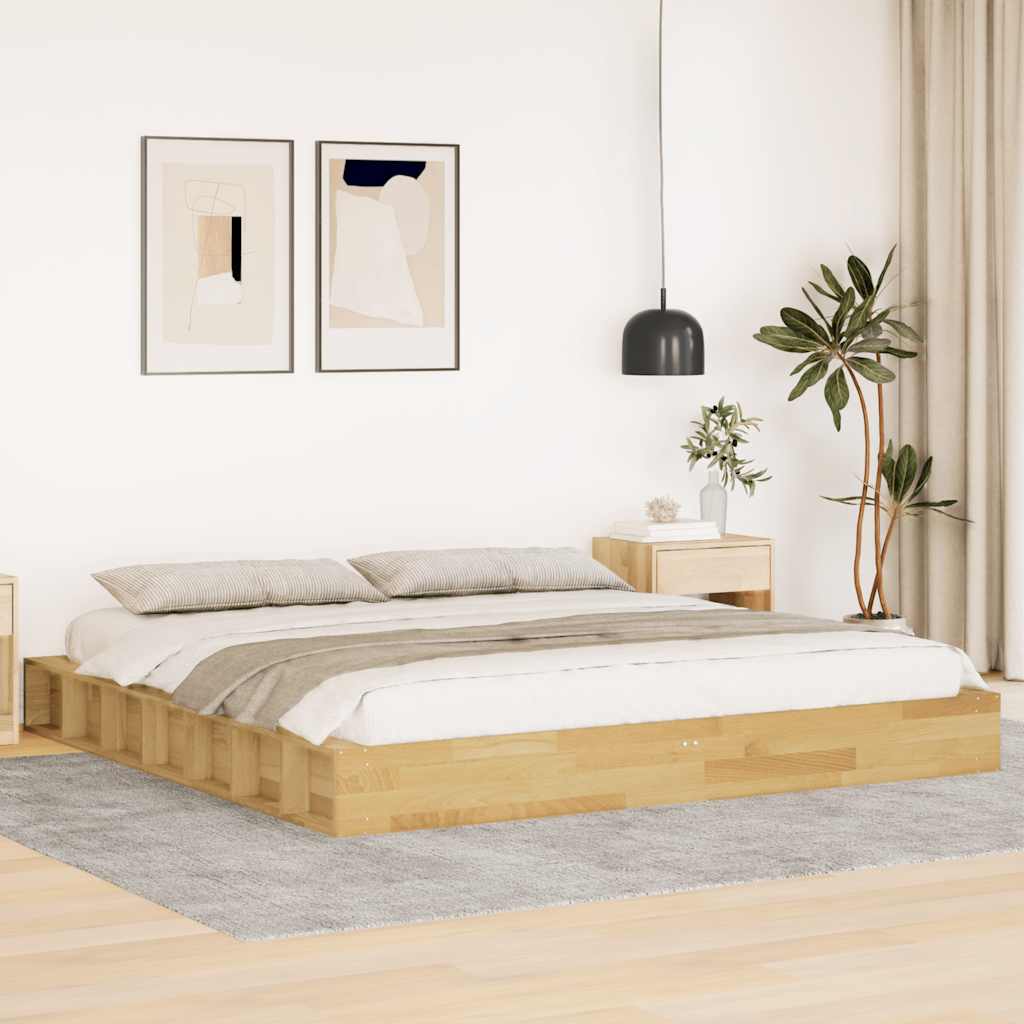Cadre de lit sans matelas 180x200 cm bois massif de chêne - XIOS