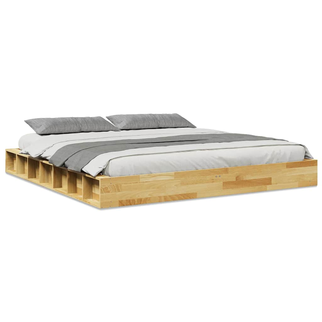 Cadre de lit sans matelas 200 x 200 cm en bois massif de chêne - XIOS