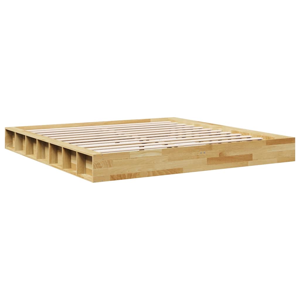 Cadre de lit sans matelas 200 x 200 cm en bois massif de chêne - XIOS