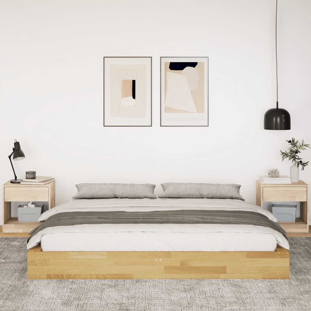 Cadre de lit sans matelas 200 x 200 cm en bois massif de chêne - XIOS
