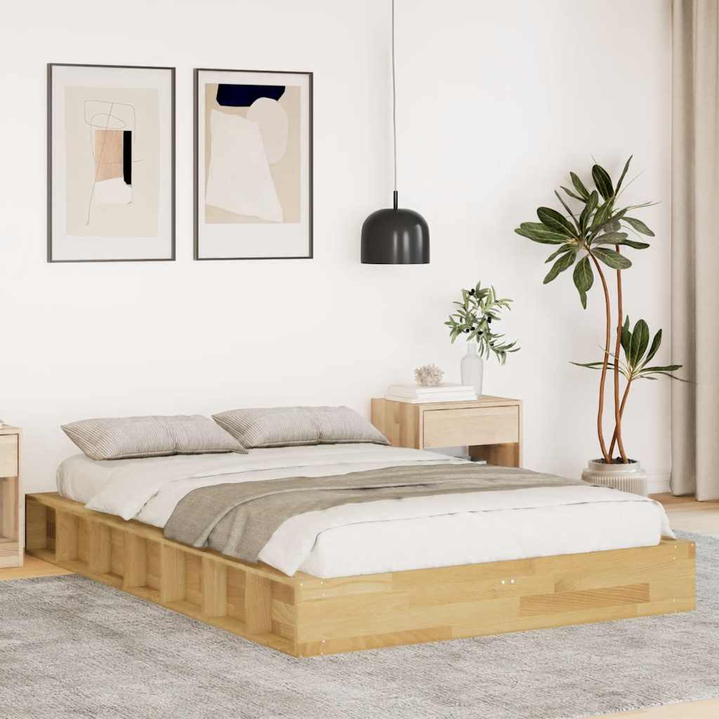Cadre de lit sans matelas 120x190 cm bois massif de chêne - XIOS