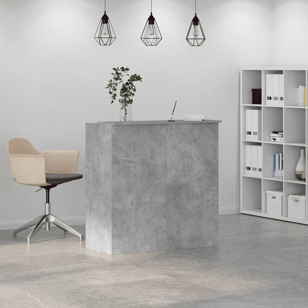 Bureau de réception gris béton 100x50x103,5cm bois d'ingénierie - XIOS