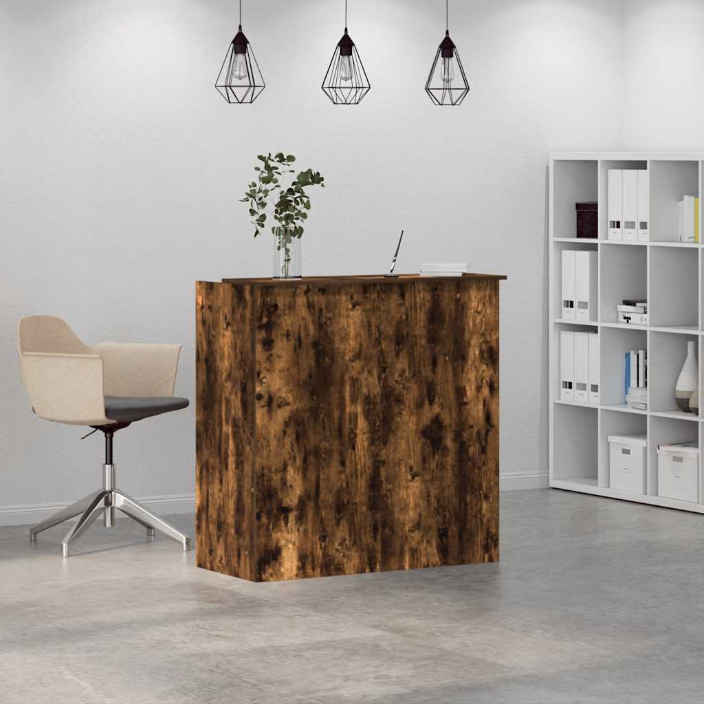 Bureau de réception chêne fumé 100x50x103,5cm bois d'ingénierie - XIOS