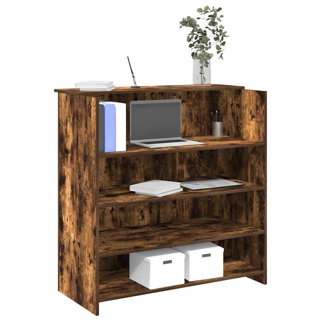 Bureau de réception chêne fumé 100x50x103,5cm bois d'ingénierie - XIOS