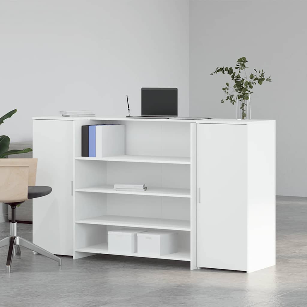 Bureau de réception blanc 180x50x103,5 cm bois d'ingénierie - XIOS