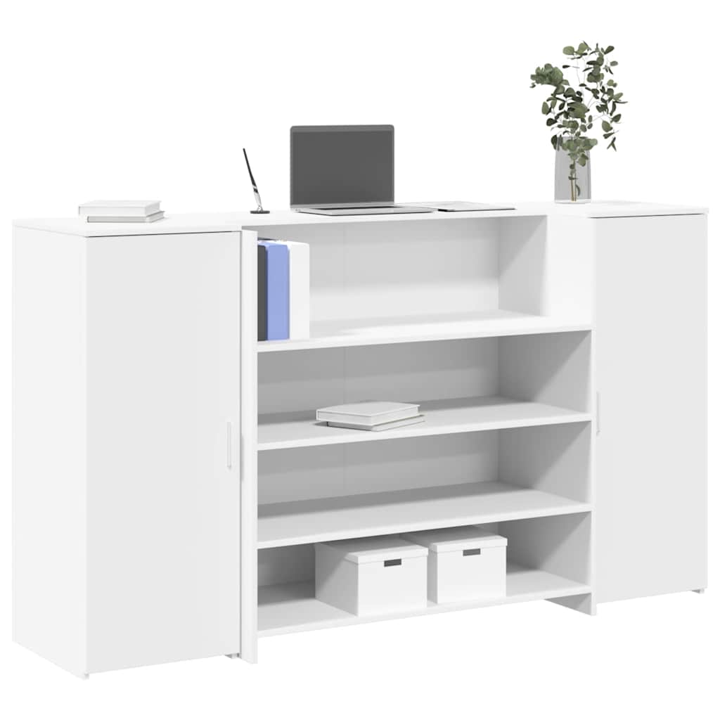 Bureau de réception blanc 180x50x103,5 cm bois d'ingénierie - XIOS