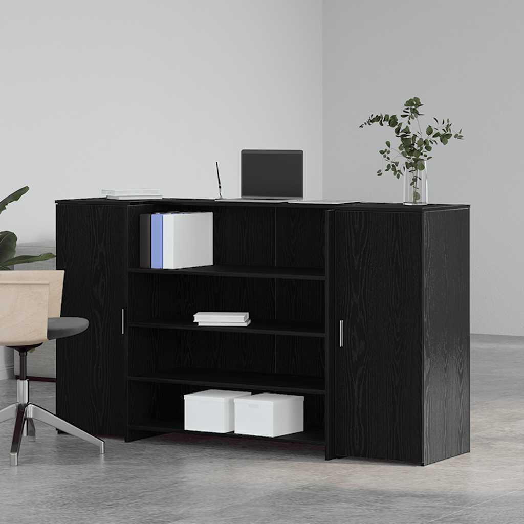 Bureau de réception chêne noir 180x50x103,5cm bois d'ingénierie - XIOS