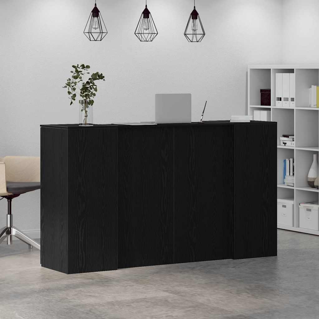Bureau de réception chêne noir 180x50x103,5cm bois d'ingénierie - XIOS