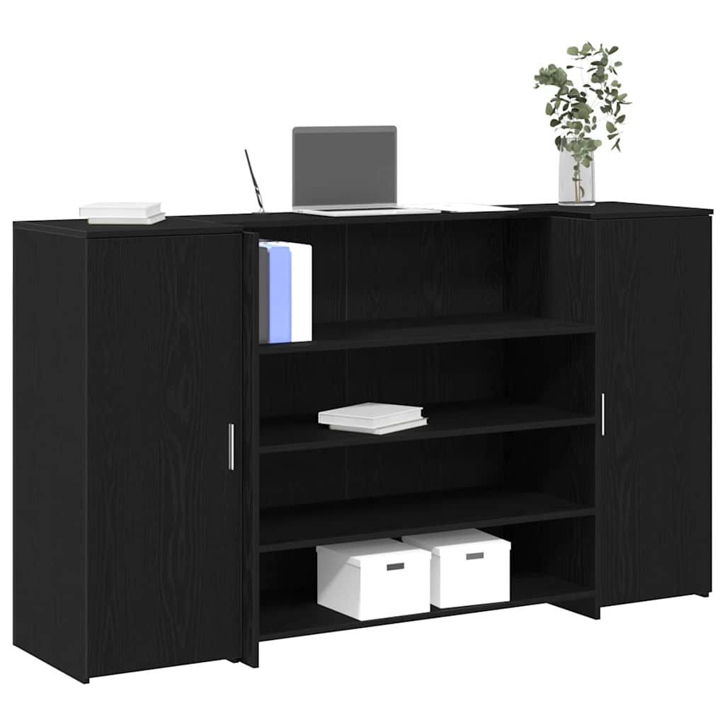 Bureau de réception chêne noir 180x50x103,5cm bois d'ingénierie - XIOS