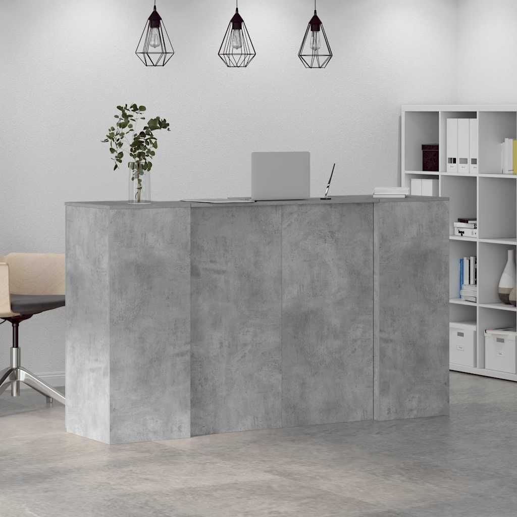 Bureau de réception gris béton 180x50x103,5cm bois d'ingénierie - XIOS