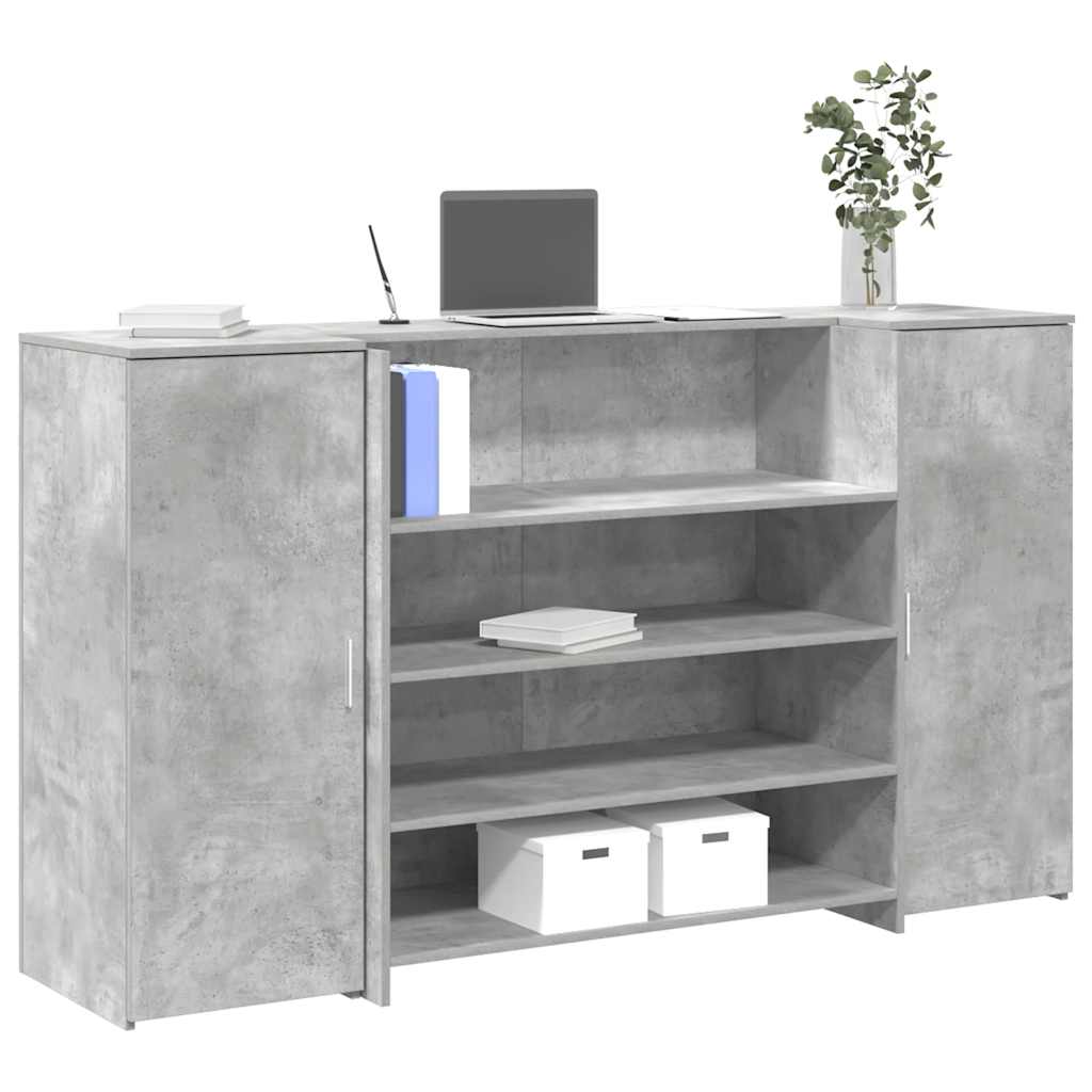 Bureau de réception gris béton 180x50x103,5cm bois d'ingénierie - XIOS