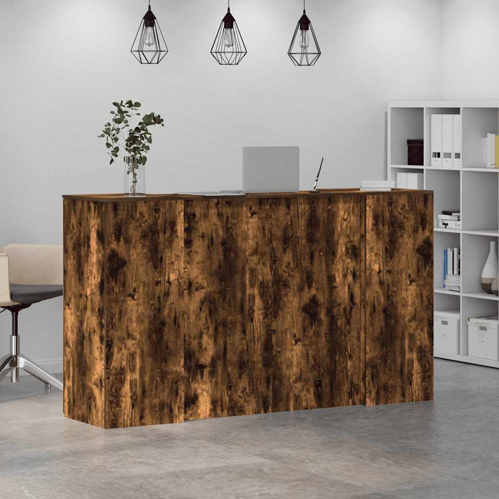 Bureau de réception chêne fumé 180x50x103,5cm bois d'ingénierie - XIOS