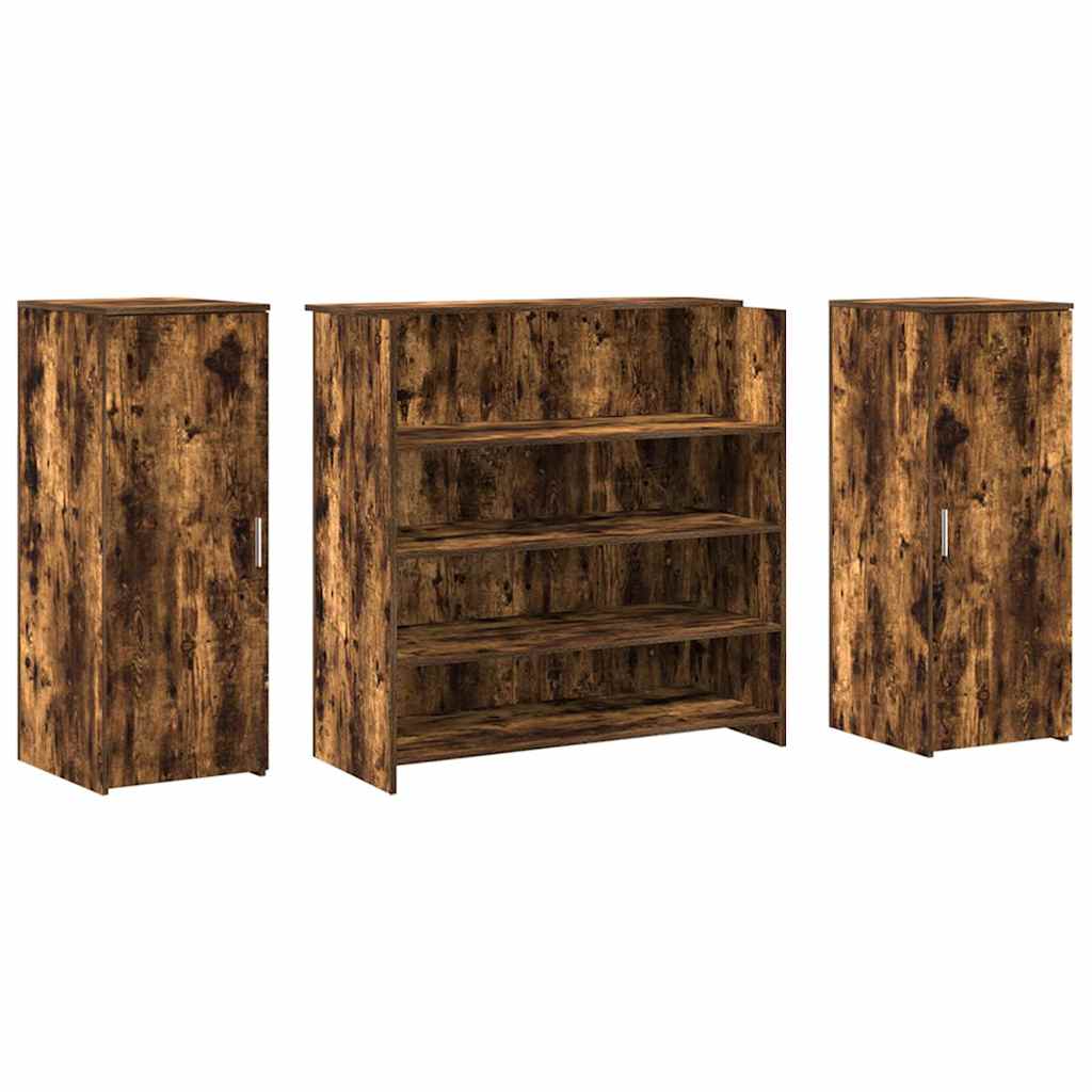 Bureau de réception chêne fumé 180x50x103,5cm bois d'ingénierie - XIOS