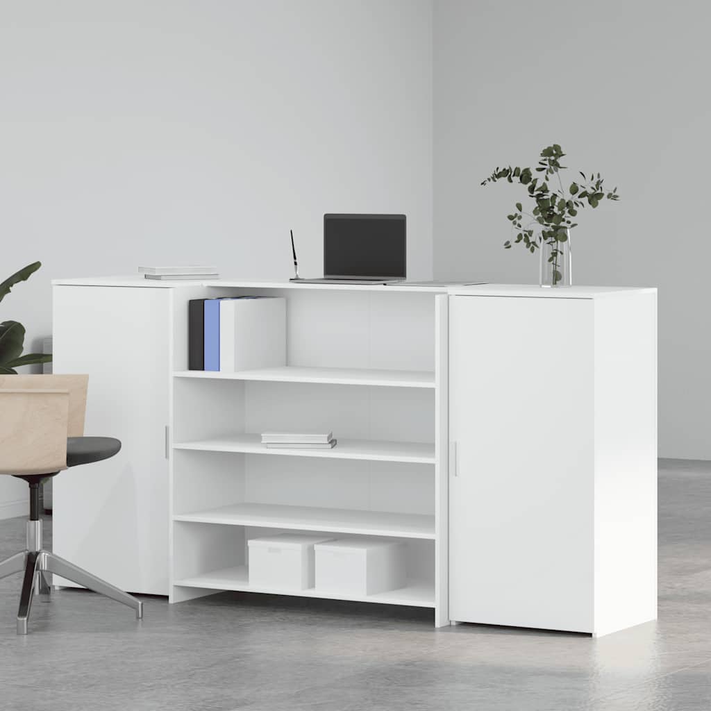Bureau de réception blanc 200x50x103,5 cm bois d'ingénierie - XIOS
