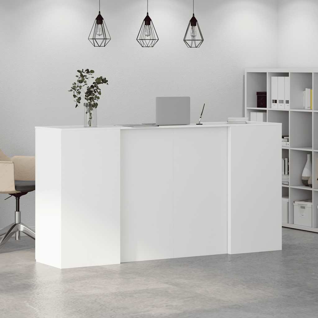 Bureau de réception blanc 200x50x103,5 cm bois d'ingénierie - XIOS