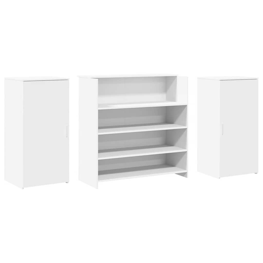 Bureau de réception blanc 200x50x103,5 cm bois d'ingénierie - XIOS