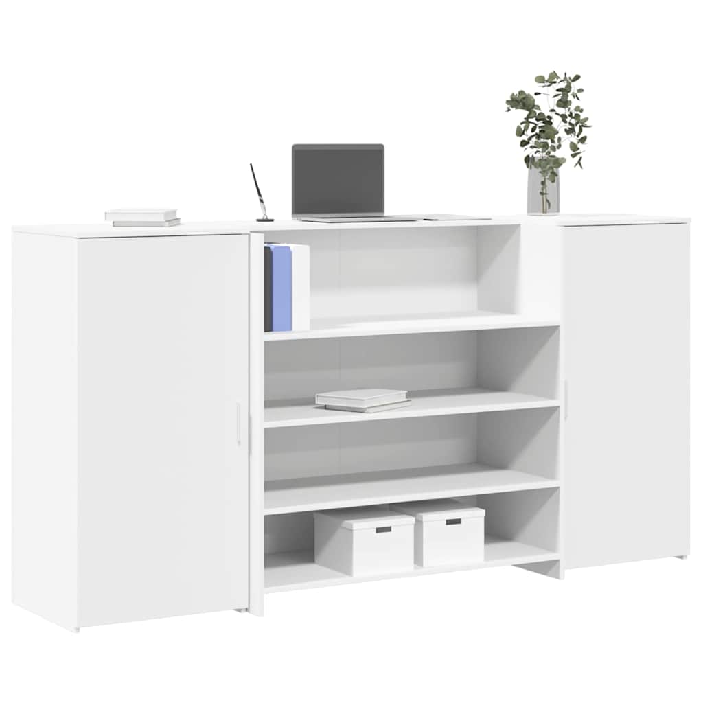 Bureau de réception blanc 200x50x103,5 cm bois d'ingénierie - XIOS