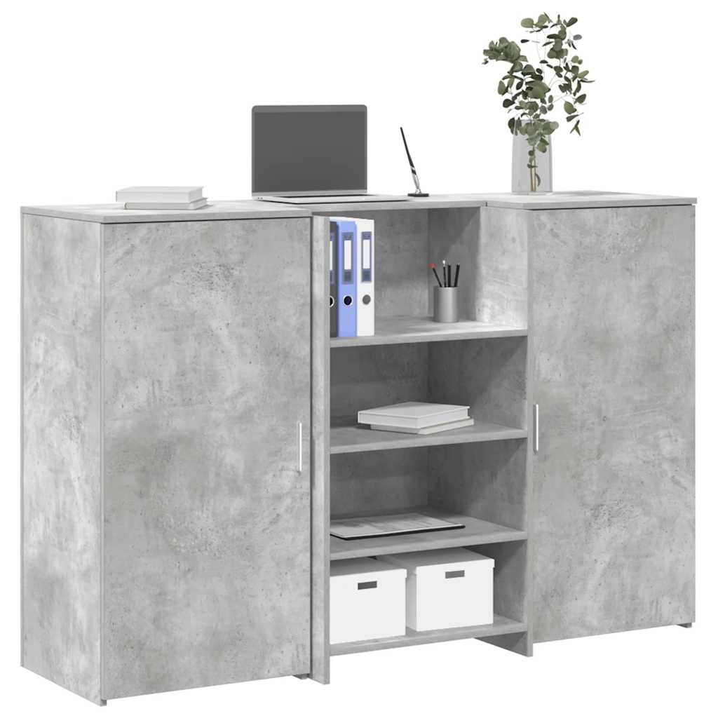 Bureau de réception gris béton 155x50x103,5cm bois d'ingénierie - XIOS