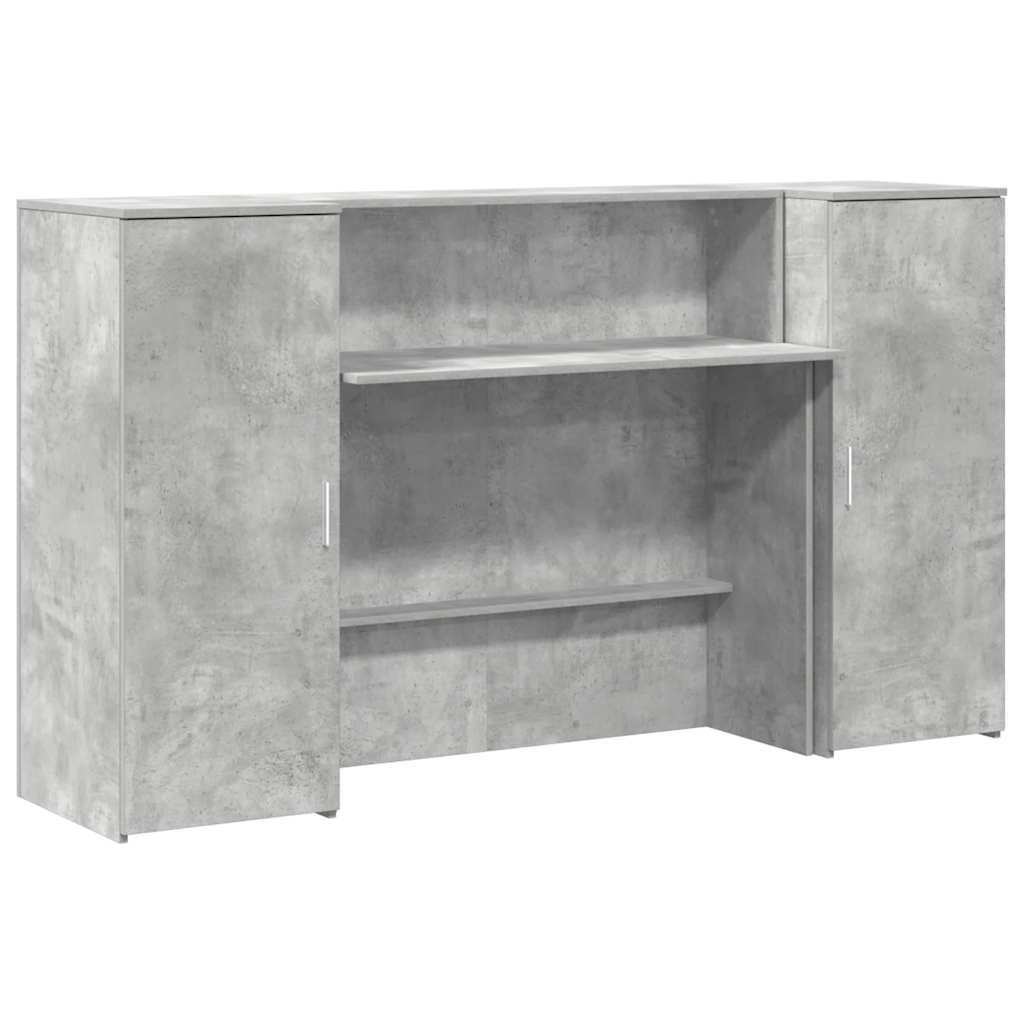 Bureau de réception gris béton 180x50x103,5cm bois d'ingénierie - XIOS