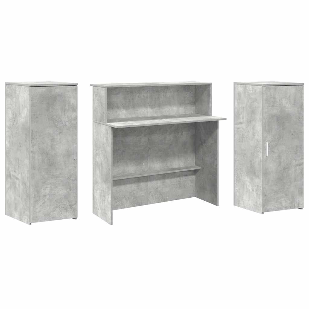 Bureau de réception gris béton 180x50x103,5cm bois d'ingénierie - XIOS
