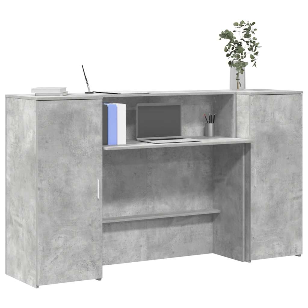 Bureau de réception gris béton 180x50x103,5cm bois d'ingénierie - XIOS