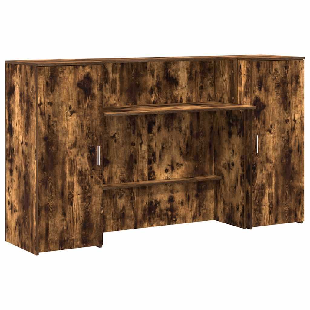 Bureau de réception chêne fumé 180x50x103,5cm bois d'ingénierie - XIOS